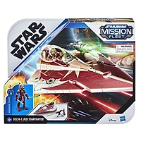 Star Wars Mission Fleet, Ahsoka Tano, Delta-7 Jedi Starfighter, Attaque en chasseur stellaire, figurine et véhicule, 6 cm