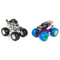 Monster Jam, Monster trucks en métal moulé Racing Stripes Vs. Rainbow Blast officiels, échelle 1:64