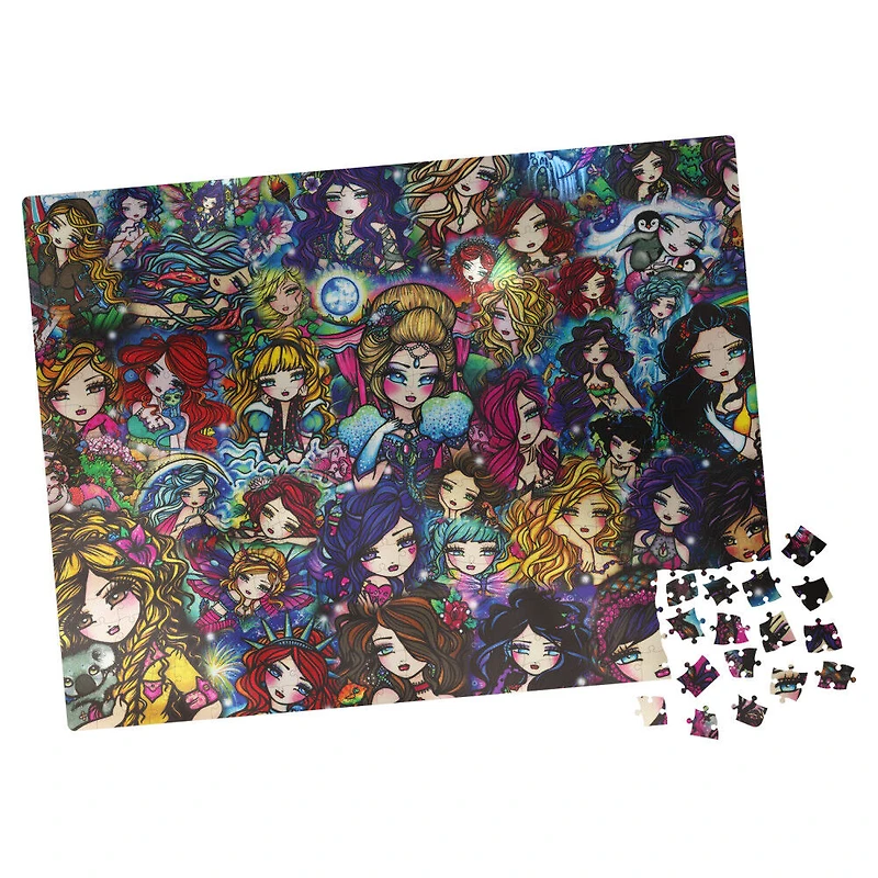 500-Piece Jigsaw Puzzle with Foil Accents, Doll Girl Collage