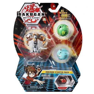 Bakugan, Starter Pack 3 personnages, Aurelus Hydranoid, Créatures transformables à collectionner