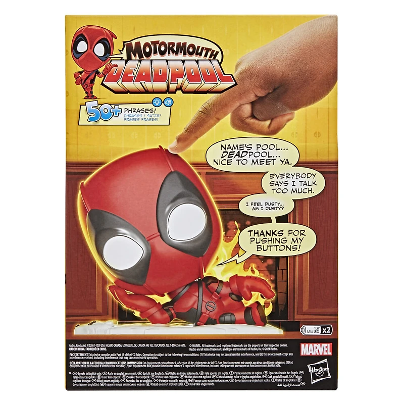 Marvel Motormouth Deadpool, 5-Inch (15cm) Electronic Talking Toy, Lights & Sounds, 50+ Phrases, Super Hero Toys - English Edition