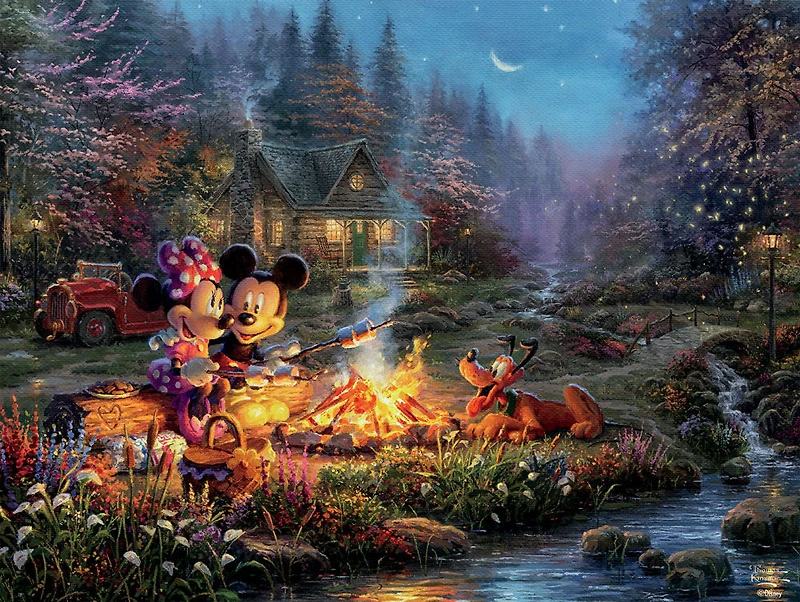 Thomas Kinkade Disney - Mickey Et Minnie Sweetheart Fire - Puzzle 750 Pièces - Édition anglaise