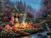 Thomas Kinkade Disney - Mickey Et Minnie Sweetheart Fire - Puzzle 750 Pièces - Édition anglaise