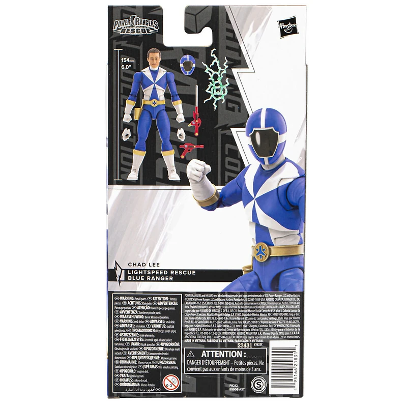 Power Rangers Lightning Collection, figurine Lightspeed Rescue Ranger Bleu premium de collection avec accessoires, 15 cm