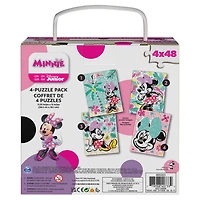 Disney, Minnie Mouse 4 Jigsaw Puzzle Bundle 48-Piece Tropical Beach Landscape with Portable Rope Gift Box, for Kids Ages 4 and up