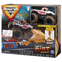 Monster Jam, Coffret débutant Monster Dirt Zombie, avec 226 g (8 oz) de Monster Dirt et un monster truck Monster Jam officiel en métal moulé à l'échelle 1:64 