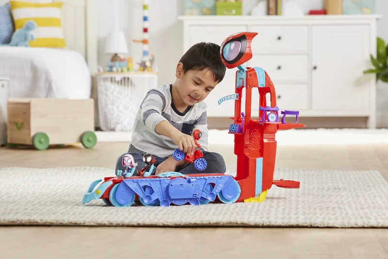 Marvel Spidey and His Amazing Friends Spider Crawl-R 2-in-1 Headquarters Playset, Preschool Toy with 2 Modes, Lights, Sounds, 2 Feet Tall