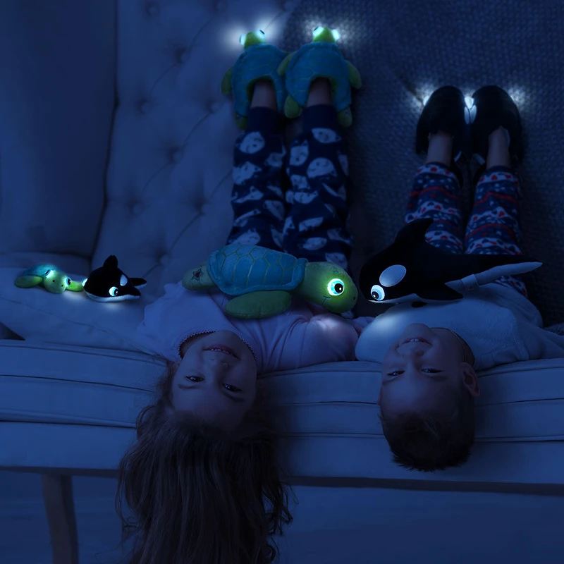 NightBuddies and BabyBuddies Set of 15" and 5" Plush Orca Black Light-Up Eyes