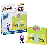 Marvel Spidey and His Amazing Friends City Blocks Ghost Spider Supermarket, Kids Playset with Action Figure