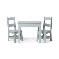 Table en bois et 2 chaises - Gris