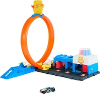 Hot Wheels City Super Police Station Playset with 1:64 Scale Police Toy Car & Adjustable Track Loop