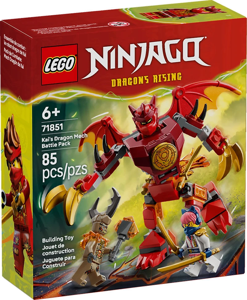 LEGO NINJAGO Ensemble de Combat : Rrobot Dragon de Kai, Jouet Robot, Ensemble de Jeu avec 3 Figurines 71851