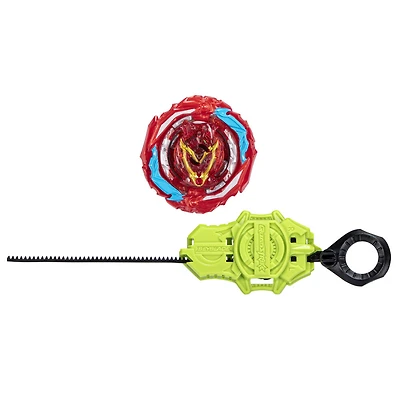 Beyblade Burst QuadStrike, Starter Pack avec toupie de compétition Zeal Achilles A8 type défense/équilibre et lanceur