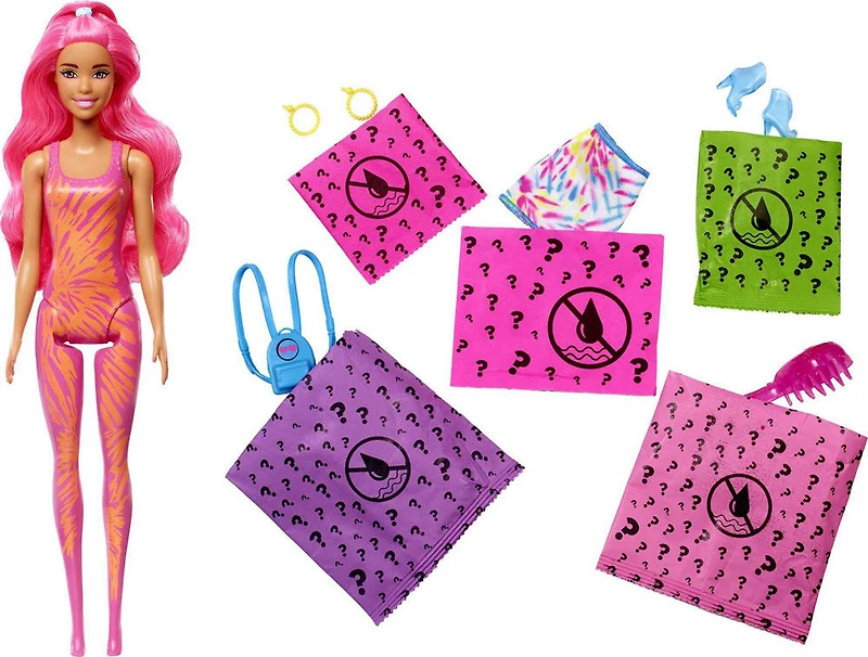 Barbie Color Reveal Doll with 7 Surprises, Neon Tie-Dye Series