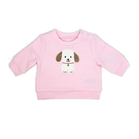 Baby Mode Ensemble haut matelassé et pantalon polaire : Chiot rose