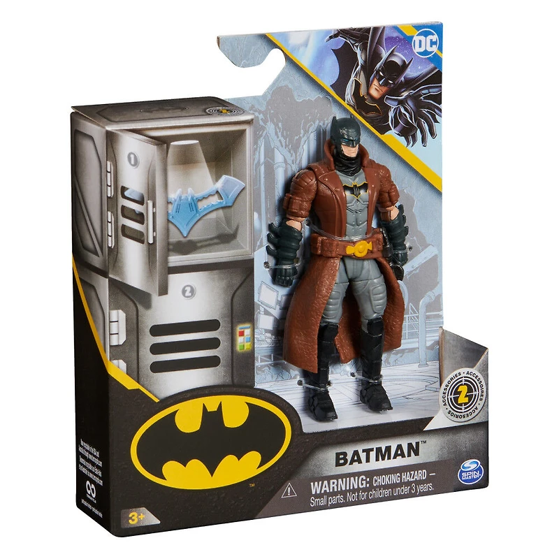 DC Comics, Batman Action Figure with 2 Mystery Accessories, 4-inch