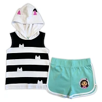 Gabby's Dollhouse 2 Piece Short Set - White/Blue 