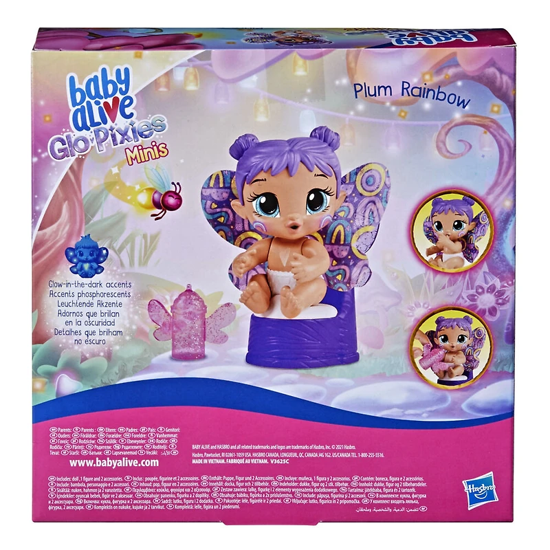 Baby Alive GloPixies Minis Doll, Plum Rainbow