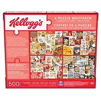 Kellogg's, Coffret de 4 puzzles, 500 pièces qui se combinent pour former un méga puzzle : Cocoa Krispies, Corn Flakes, Fruit Loops, Rice Krispies