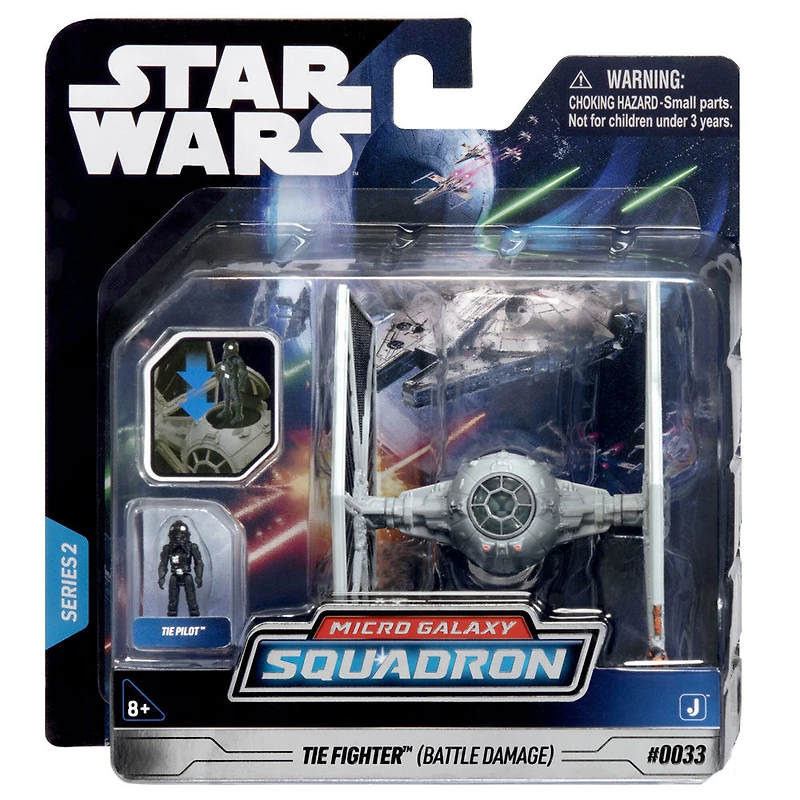 Star Wars Micro Galaxy Squadron 3" Véhicule - TIE Fighter (Battle Damaged)