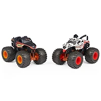 Monster Jam, Coffret de 2 monster trucks officiels en métal moulé Monster Mutt Rottweiler vs Monster Mutt Dalmatian qui changent de couleur, échelle 1:64
