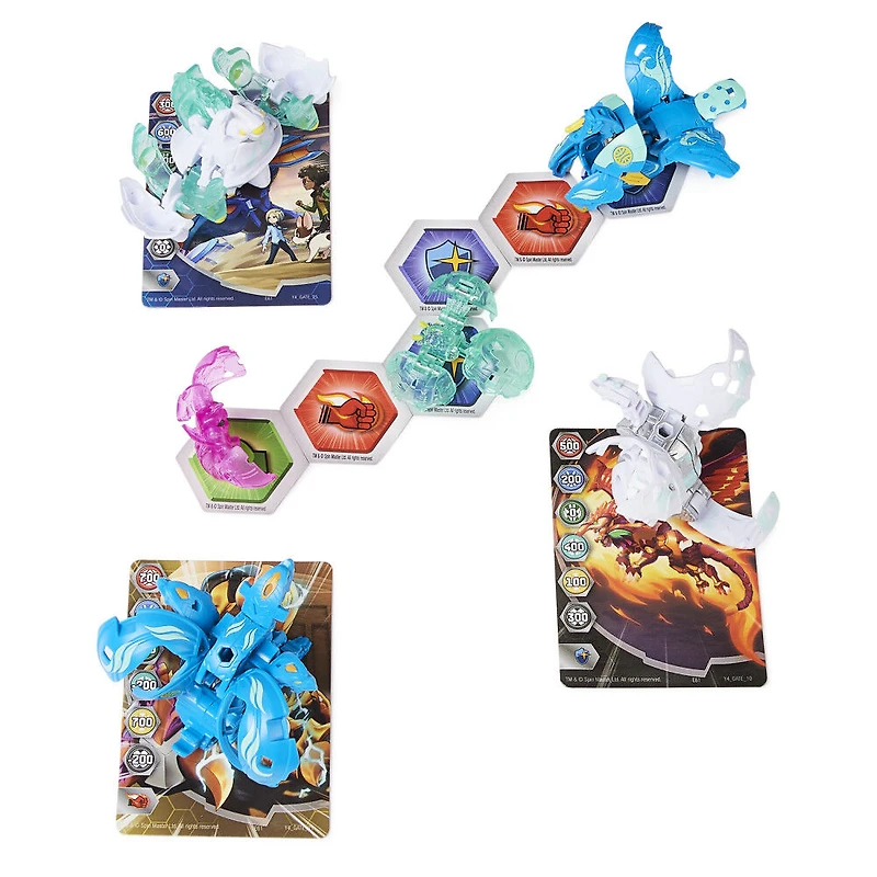 Bakugan Evolutions, Battle Strike Pack Dragonoid et Sluggler, 6 figurines articulées Bakugan, 9 cartes à collectionner et 8 BakuCores