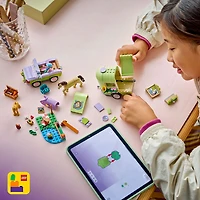 LEGO Friends La Remorque pour le Cheval et le Poulain - Jouet, avec 2 Minipoupées, un Chiot, un Cheval, un Poulain et une Grenouille - 42695