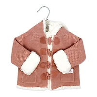 Rock a Bye Baby True Knit Cardigan With Sherpa Lining: Pink 0-3M