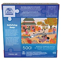 Puzzles Spin Master, Puzzle Le champ de citrouilles, Puzzle de 500 pièces par l'artiste Fiona Lee avec poster décoratif