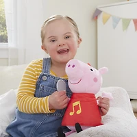Peppa Pig Peppa chante, peluche chantante avec robe rouge pailletée et boucle, chante 3 chansons
