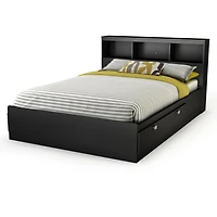 Spark Tête de lit bibliothèque Double Noir solide