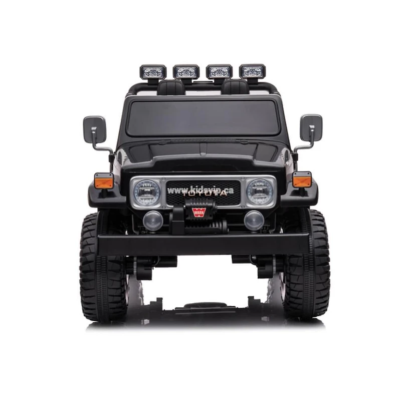 KIDSVIP Camion porteur sous licence Toyota Land Cruiser 2 places pour enfants 4X4 24V avec RC - Noir
