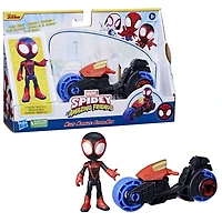 Marvel Spidey and His Amazing Friends, Miles Morales Action Figure, Toy Motorcycle