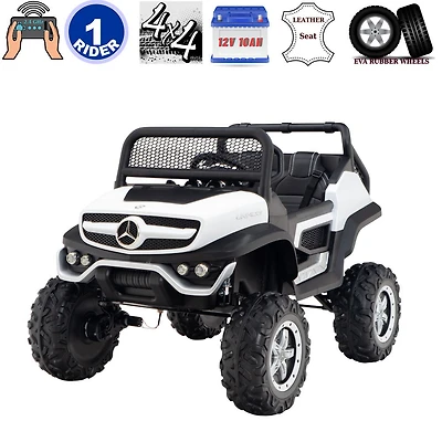 12V Mercedes Unimog 4WD Ride On - White - English Edition