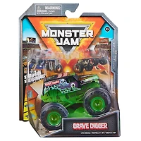 Monster Jam, Monster truck Grave Digger officiel, véhicule en métal moulé, série See-Thru Crew, échelle 1:64