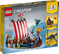 LEGO Creator 3-en-1 Le bateau viking et le serpent de Midgard 31132 Ensemble de construction (1 192 pièces)