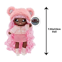 Poupée-mannequin Na Na Na Surprise 2 en 1 et sac à main métallique de la série Glam - Cali Grizzly, poupée aux cheveux roses avec un sac à main ourson rose