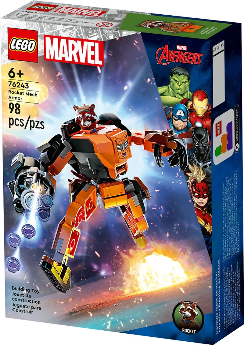 LEGO Marvel L'armure robot de Rocket 76243 Ensemble de jouet de construction (98 pièces)