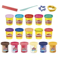 Play-Doh, pack de 16 pots de pâte paillette et parfumée, 4 outils, atoxique