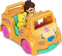 Polly Pocket Micro Doll with Tiger-Themed Die-cast Car and Mini Pet, Travel Toys