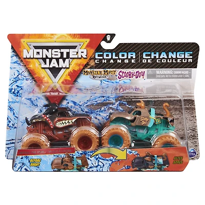 Monster Jam, Monster trucks Monster Mutt Rottweiler vs. Scooby Doo officiels qui changent de couleur en métal moul