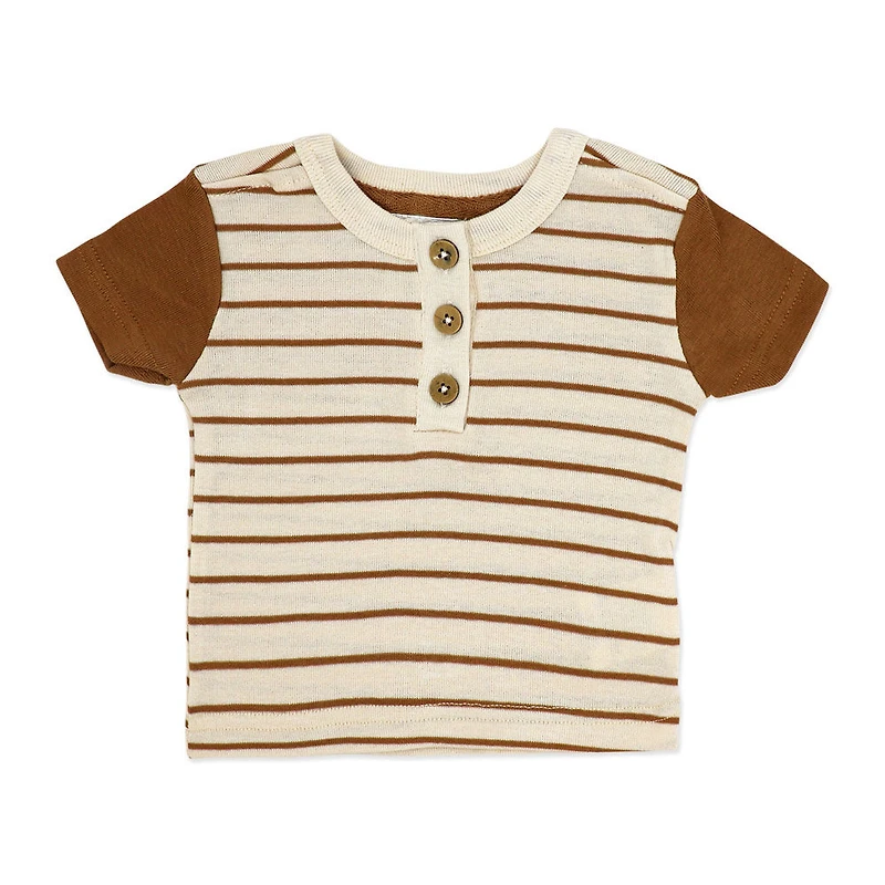 Baby Mode Ensemble de jogging 3 pièces en molleton : rayures marron