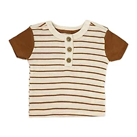 Baby Mode Ensemble de jogging 3 pièces en molleton : rayures marron