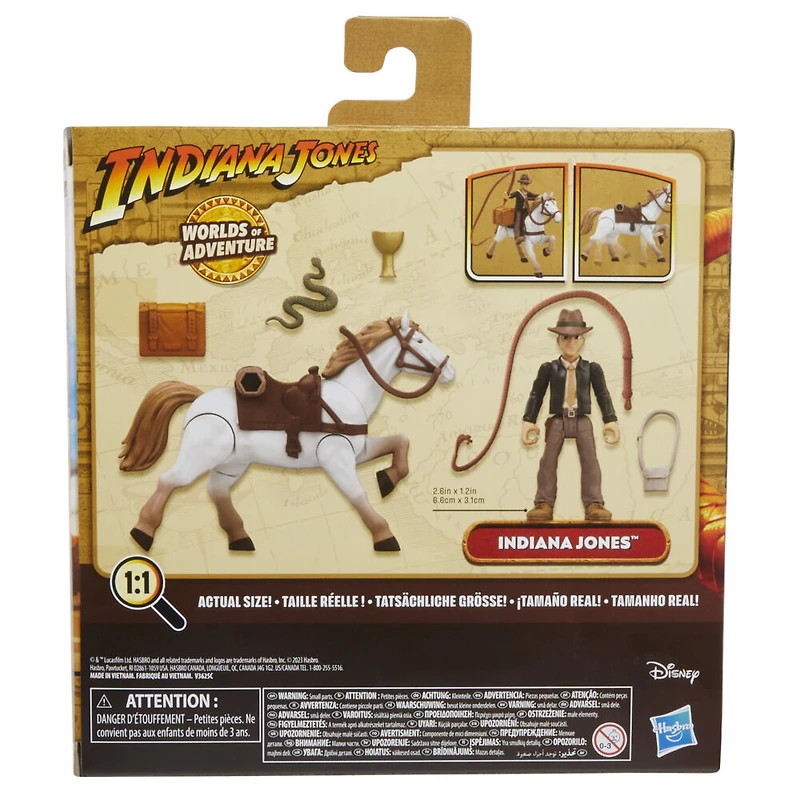 Indiana Jones Worlds of Adventure, Indiana Jones avec cheval, figurine de 6 cm, jouets Indiana Jones