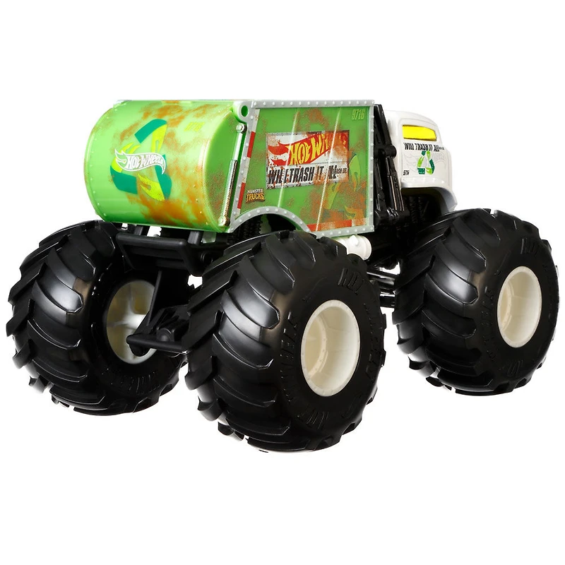 Hot Wheels - Monster Trucks - à l'échelle 1:24 avec roues géantes Trash It All Véhicule