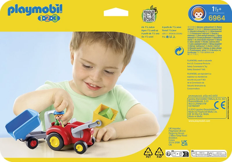 Playmobil - Fermier avec tracteur et remorque