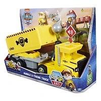 PAW Patrol, Rubble 2 in 1 Transforming X-Treme Truck with Excavator Toy, Crane Toy, Lights and Sounds, Action Figures