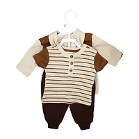 Baby Mode Ensemble de jogging 3 pièces en molleton : rayures marron