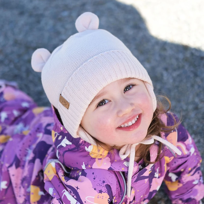 Chapeaux Tricotés Ours pour Enfants | Rose Clair
