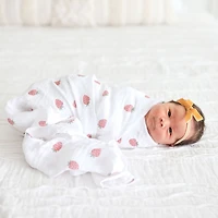 Lulujo - Cotton Mslin Swaddles 2 Pack-Strawberries Ballet Slipper